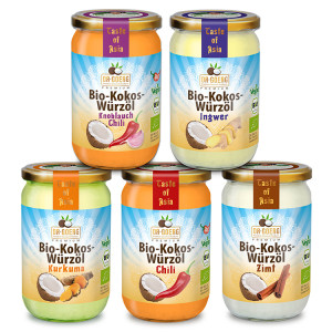 Neu im Kokosnuss-Sortiment: Die Dr. Goerg Premium Bio-Kokos-W&uuml;rz&ouml;le