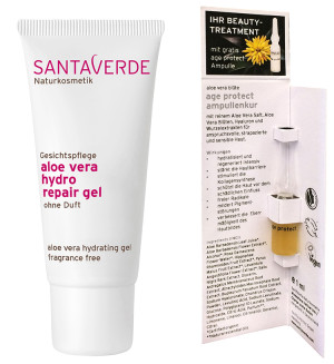 Beauty-Treatment f&uuml;r zu Hause &ndash; mit dem Santaverde hydro repair gel und der age protect Ampulle
