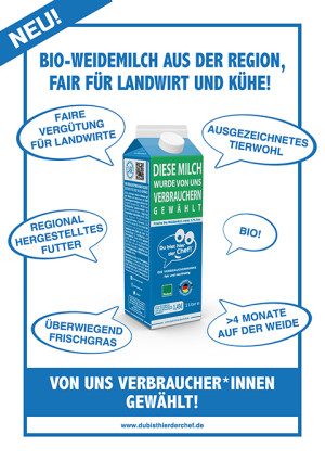 Bio-Milch von &sbquo;Du bist hier der Chef!&lsquo; ab sofort erh&auml;ltlich