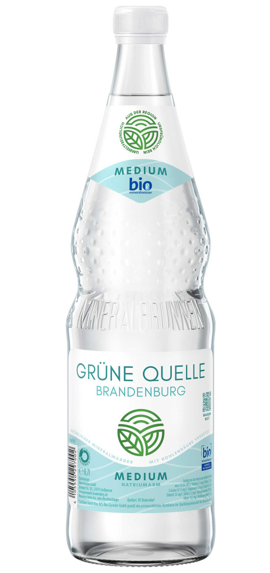 Neues Bio-Mineralwasser &sbquo;Gr&uuml;ne Quelle Brandenburg&lsquo;