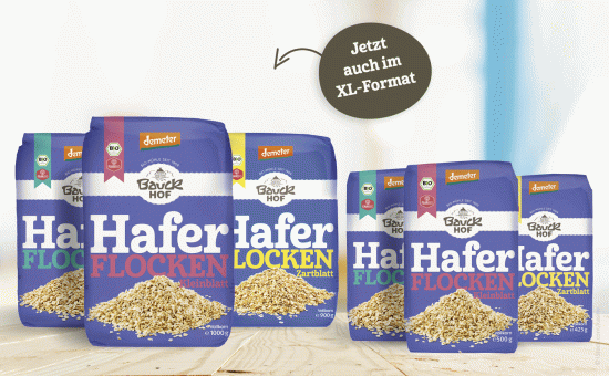 Bauckhof Demeter-Flocken: gr&ouml;&szlig;er und noch gr&uuml;ner