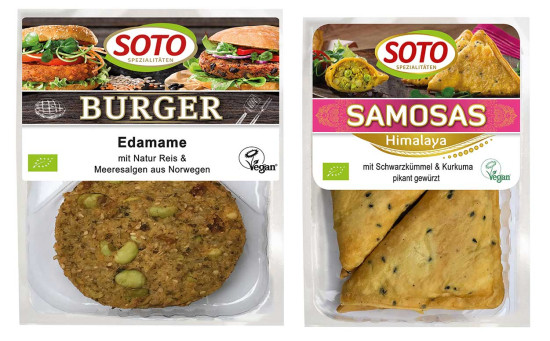 Burger Edamame und Samosas Himalaya