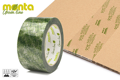 Sichtbar gr&uuml;n verpackt mit kompostierbarem Klebeband