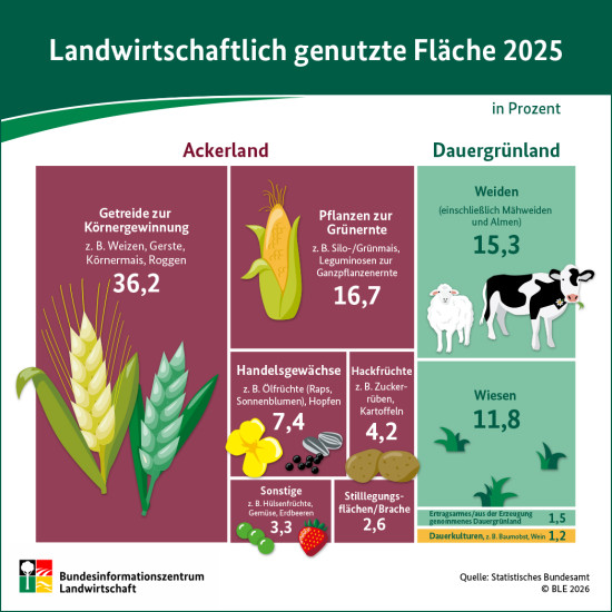 BZL auf einen Blick: Landwirtschaftlich genutzte Fl&auml;che 2025