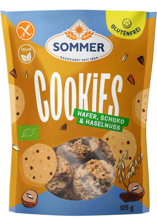 Sommer - glutenfreie Hafer Cookies mit Schoko &amp; Haselnuss