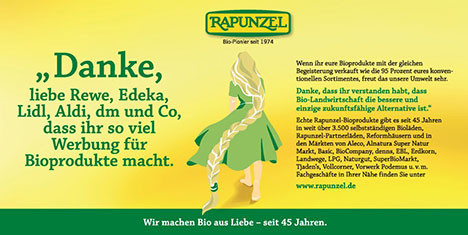 Rapunzel wirbt mit viel Geld f&uuml;r den Fachchandel
